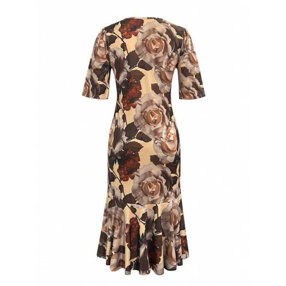 [New 2024 ] Rose Ditsy Floral Waist Cinched A-Line Dress, Vintage Fr
